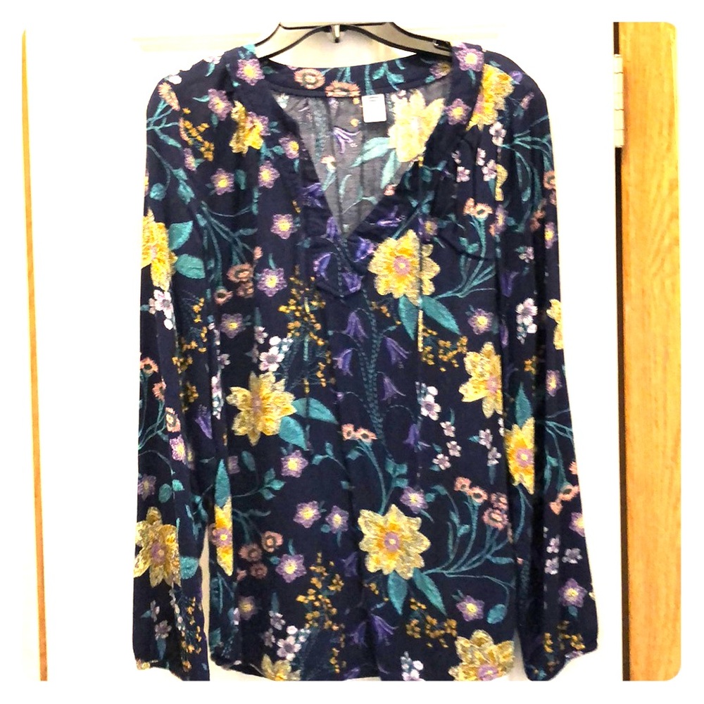 Size M Old Navy navy blue floral tunic